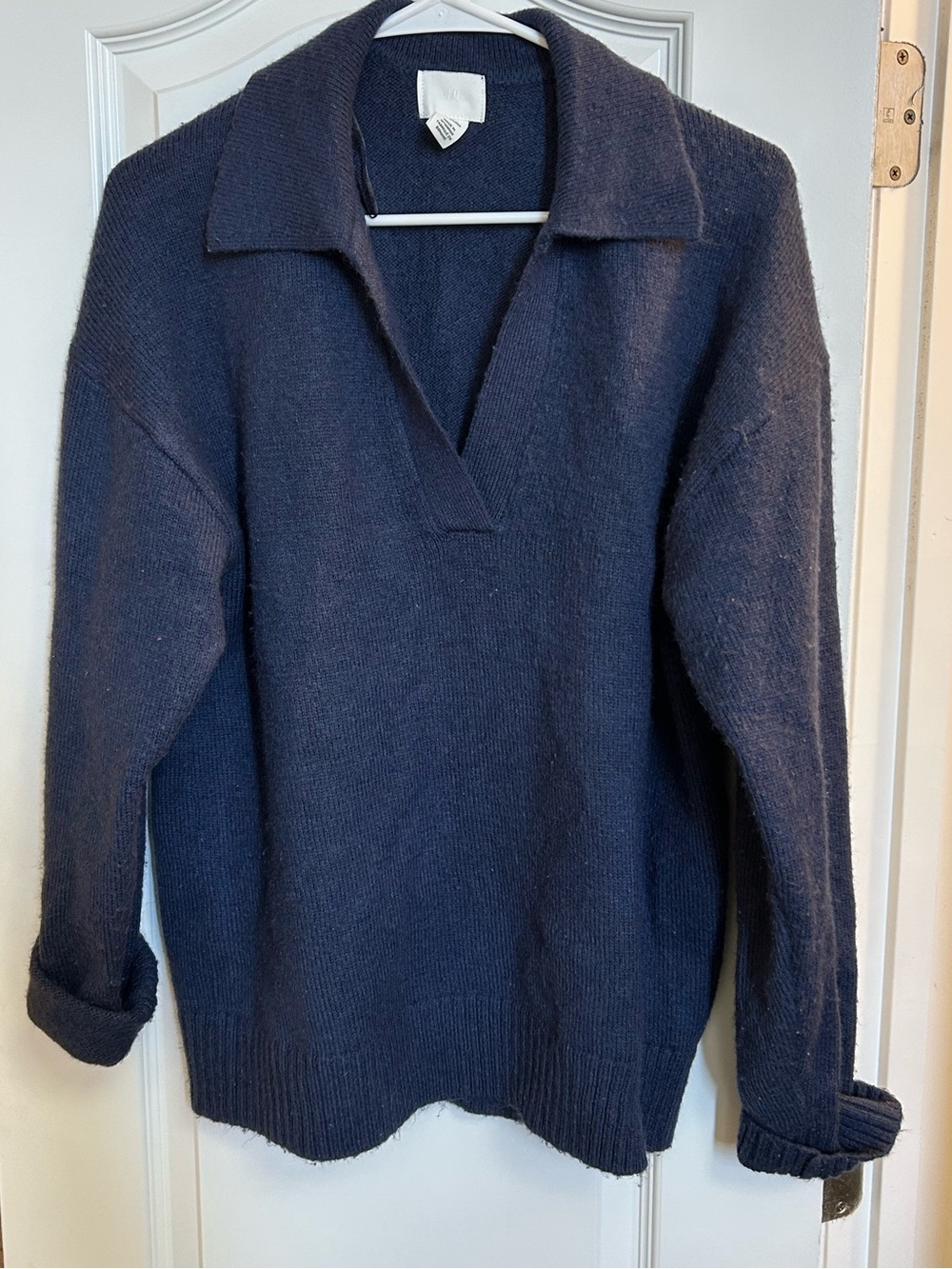 H&M Navy V-Neck Collared Women’s Sweater
